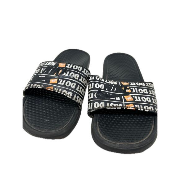 Nike Benassi Black JDI Just Do It Print Sandal Mens 9 - Picture 1 of 4